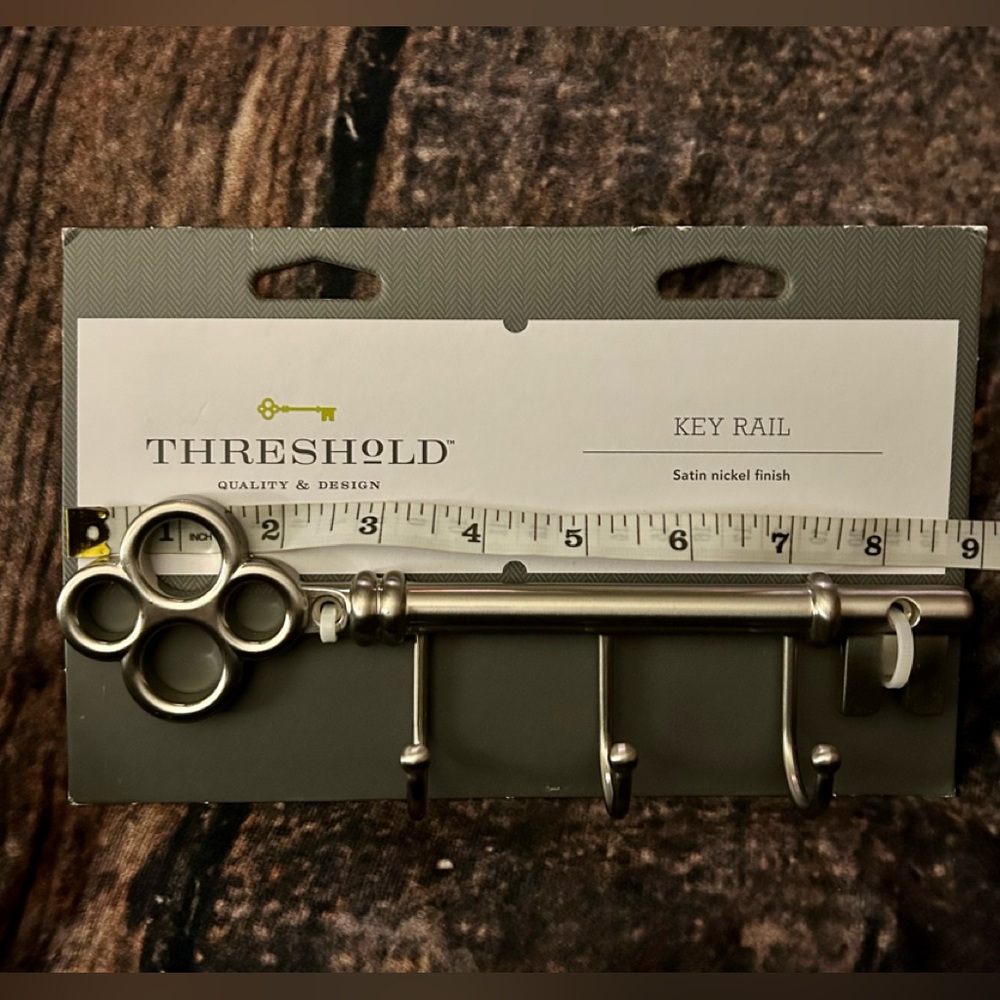 Hook Rack Satin Nickel - Threshold 9” Key Rail-New! (With Hardware) - Picture 2 of 3